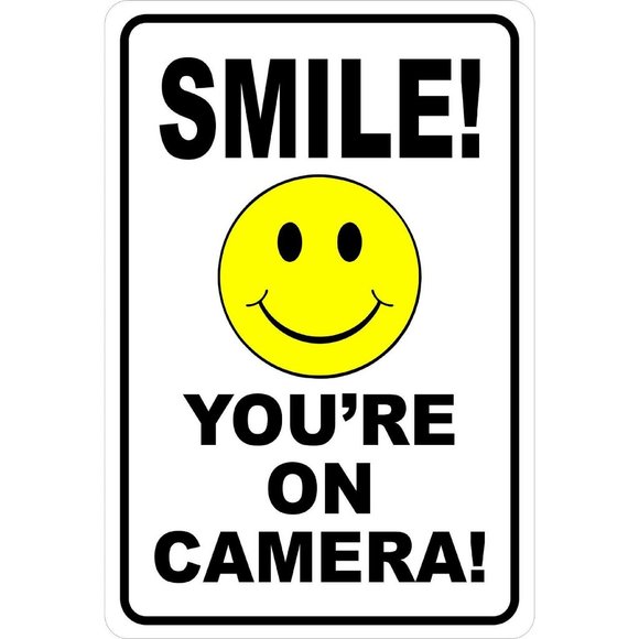 SMILE You're on Camera VIDEO SURVEILLANCE Aluminum Sign 8 X 12 - Picture 1 of 1